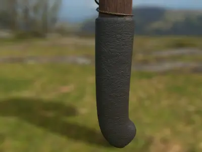 Medieval axe Low-poly 3D model 2