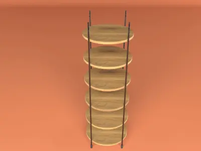 Industrial Style Bookshelf Low-poly 3D model