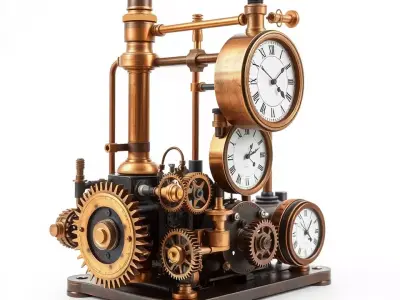Steampunk Clockwork Brass model pack Low-poly 3D model