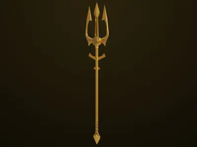 Medieval Trident 02 All PBR Unity UE Textures Low-poly 3D model