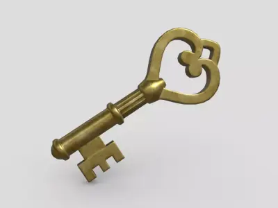 Key 2 golden Low-poly 3D model