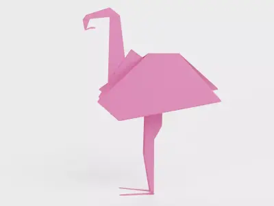 Paper Flamingo Low-poly 3D model