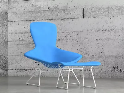 Bertoia bird chair and ottoman 3D model