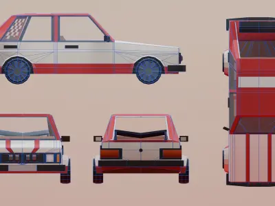 Low poly sport car model - 3D model Free low-poly 3D model