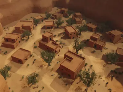 Desert Oasis Settlement village  3D model