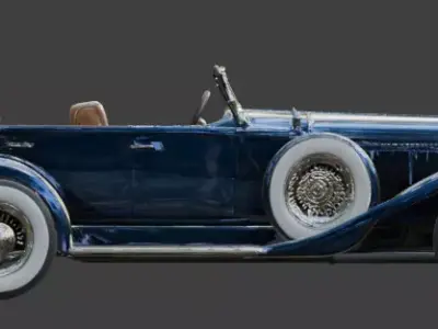 Vintage 1920s Sapphire Blue Luxury Phaeton 3D Model Low-poly 3D model