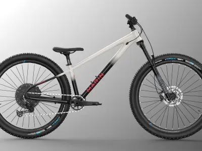 MTB hardtail in white black  Low-poly 3D model