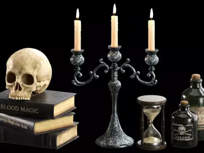 Gothic Occult Decoration Set Free 3D model