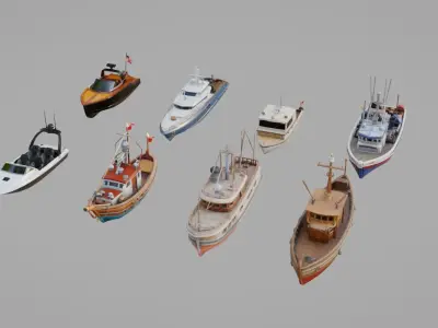 Boats Pack Collection Low-poly 3D model