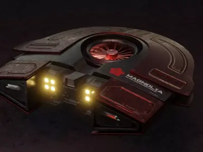 Space ship magnolia Low-poly 3D model