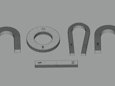 Educational Low-Poly 3D Magnet Collection Free low-poly 3D model