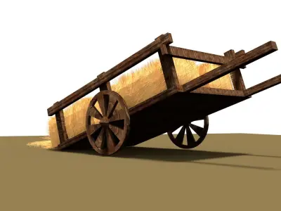 Hay Cart Free low-poly 3D model
