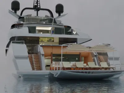 Alia Yachts Samurai - Yacht with full Interior Low-poly 3D model