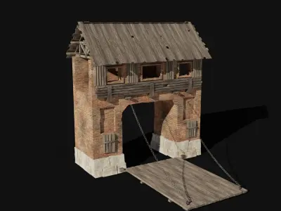 CASTLE MEDIEVAL WATCH TOWER WALLS WALL BUILDER COLLECTION AAA Low-poly 3D model
