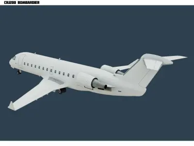 CRJ200 White Low-poly 3D model