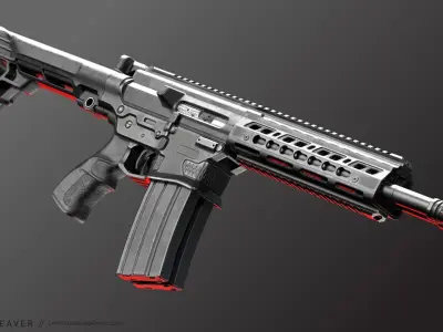 Double Barrel Rifle - Snake Low-poly 3D model