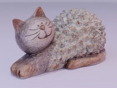The cat statuette  Low-poly 3D model