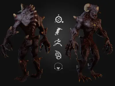 Monster Mutated Creepy Low-poly 3D model