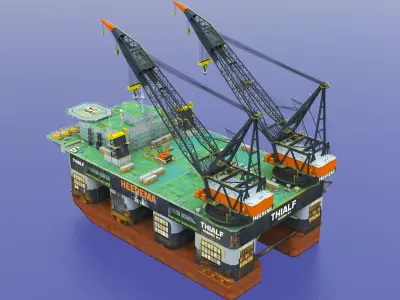 Offshore lifting platform-drilling platform 3D model