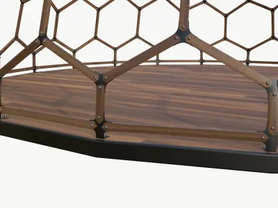Wooden Geodesic Dome V4 Hexagonal Structure 3D model