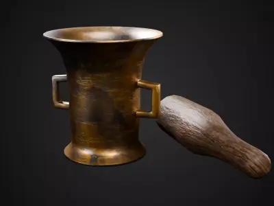 19th Century Mortar and Pestle Low-poly 3D model