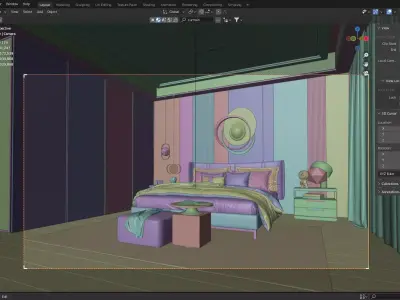 Bedroom Interior Scene Architectural Visualization Free low-poly 3D model