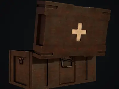 Wooden Health Box Low-poly 3D model