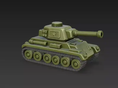 Cartoon Military Tank 3D Model  Low Poly Game Ready Vehicle 3D model