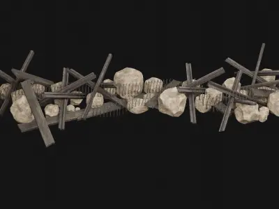 POST APO PALISADE WALL BARRIER BARRICADE FENCE FORT COLLECTION Low-poly 3D model