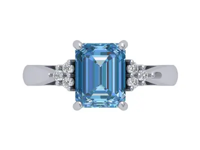Emerald Solitaire Ring 3D print model 46