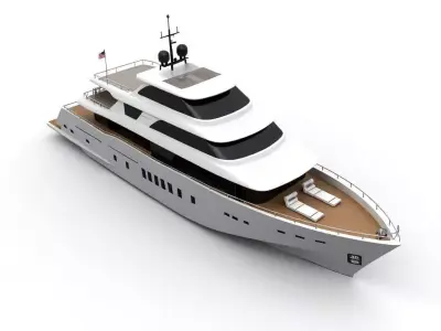  Contemporary Luxury Yacht 3D Model Low-poly 3D model