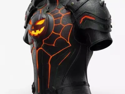 Haunted Jack O Lantern Breastplate 3D Model Cursed Chest Armor Low-poly 3D model