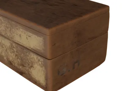 Vintage old wooden tool box 3D model