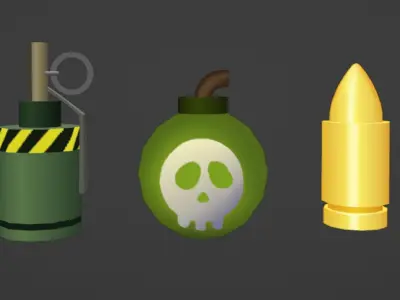 Bombs and Bullets Lowpolly cartoon Low-poly 3D model
