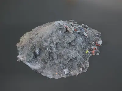 Lowpoly scan a pile of mud bricks Low-poly 3D model