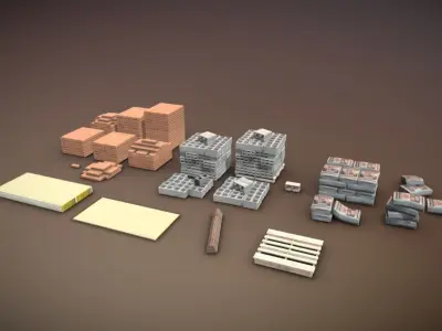 Realistic Construction Props Low-poly 3D model