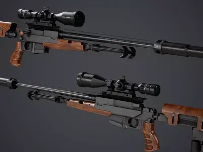 PGM 338 Sniper Rifle - PBR Texture Low-poly 3D model