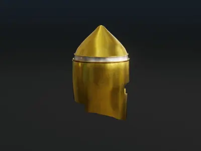 Golden Medieval city guard helmet Low-poly 3D model