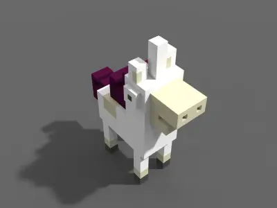 Voxel Unicorn Low-poly 3D model