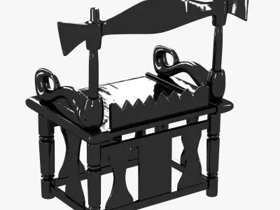 African ethnic historic black wood chair 3D model
