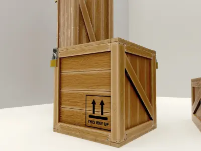 crate set three wooden boxes Low-poly 3D model
