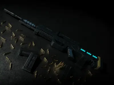 FENDER M6 Assault Rifle Low-poly 3D model