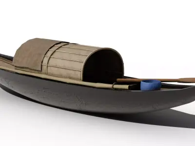 Small wooden boat 3D model