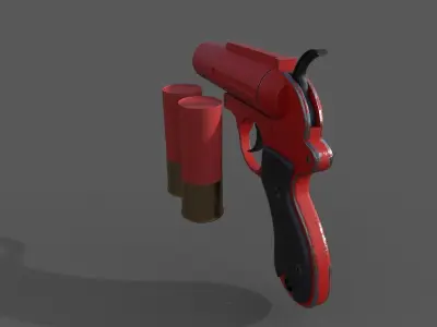 Flare gun Low-poly 3D model 2