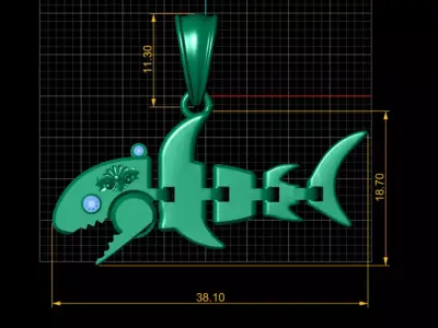 Hanging Shark Pendant 3D print model