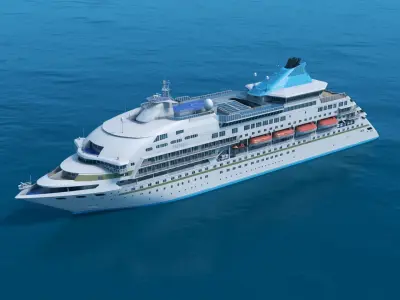 Sleek Medium Sized Cruiseship Low-poly 3D model