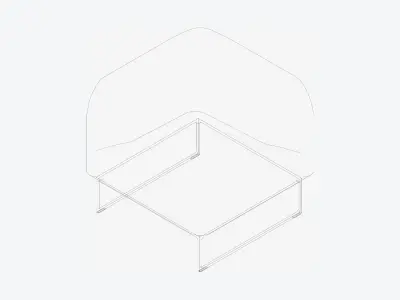 Furniture - Chair - Contemporary - Line - Corner - Right Low-poly 3D model