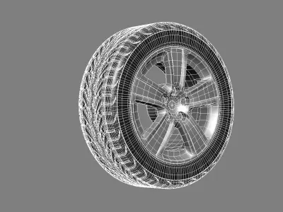 Car rim tire and disk 3D model