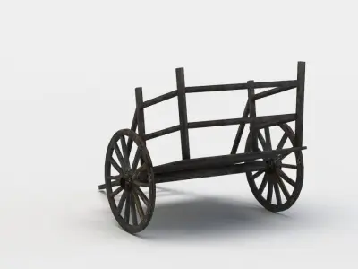 Hay wagon Low-poly 3D model