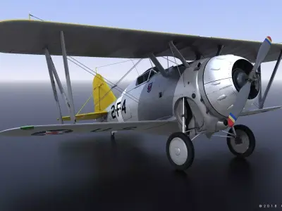 F2F-1 USS Lexington CV-2 1937 Low-poly 3D model